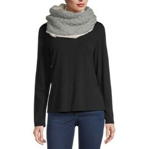 Liz Claiborne Faux Fur Chunky Muffler‎ Infinity Scarf Gray & White NWT